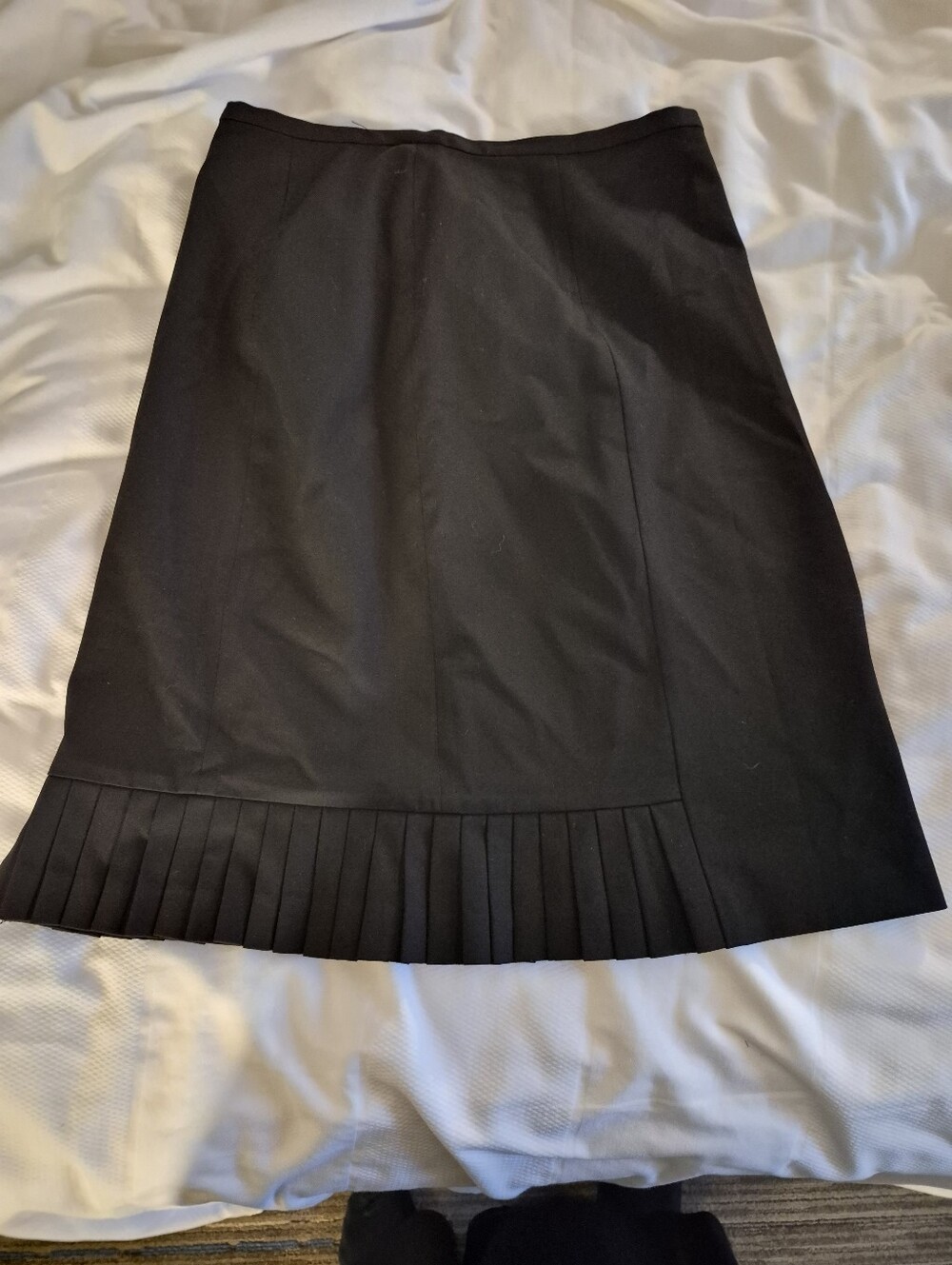 Valerie Stevens Black A-Line Skirt with Pleated Hem - Picture 2 of 7